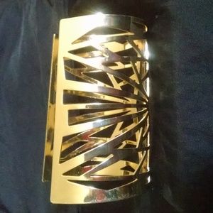 Shiny Filigree Cut-Out Extra Wide Cuff Bracelet